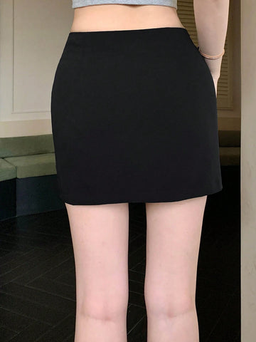 DAZY Ladies' Color Block Simple Daily Wear Skirt