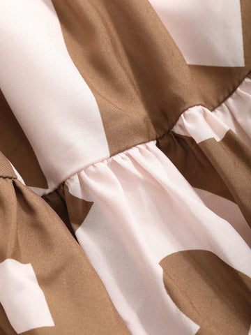 DAZY Ladies' Elastic Waist Ruffled Hem Allover Print Skirt, Summer