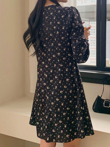 DAZY Ladies' Long Sleeve Mini Floral Dress