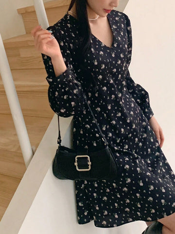 DAZY Ladies' Long Sleeve Mini Floral Dress