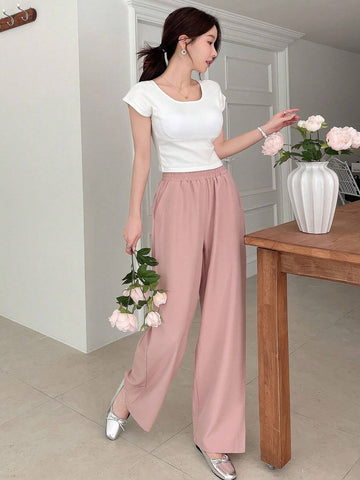 DAZY Ladies Plain Loose Fit Regular Pants For Commute