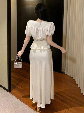 DAZY Ladies' Plain & Simple Daily Short Sleeve Skirt Set