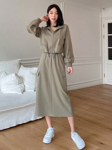 DAZY Ladies' Solid Color Casual Two-Piece Set