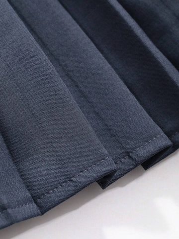 DAZY Ladies' Solid Color Ribbon Daily Wear Pleated Skirt