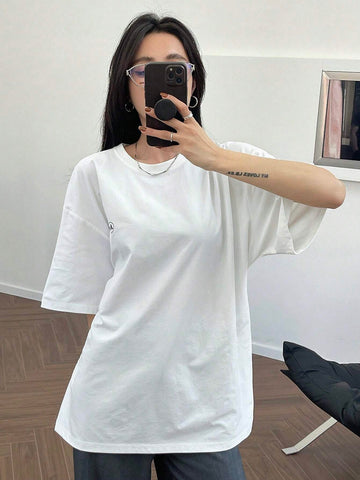 Solid Color Round Neck T-Shirt