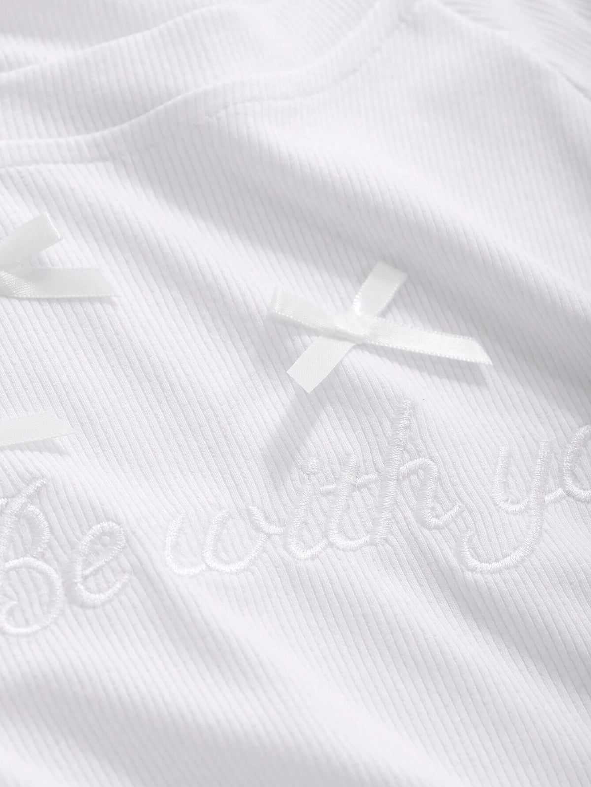 DAZY Ladies' Summer Slim Fit Round Neck Short Sleeve T-Shirt With Bow Decoration