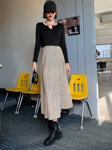 DAZY Leopard Print High Waist Skirt
