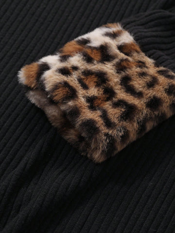 DAZY Leopard Print Patchwork Fitted Mini Dress For Women