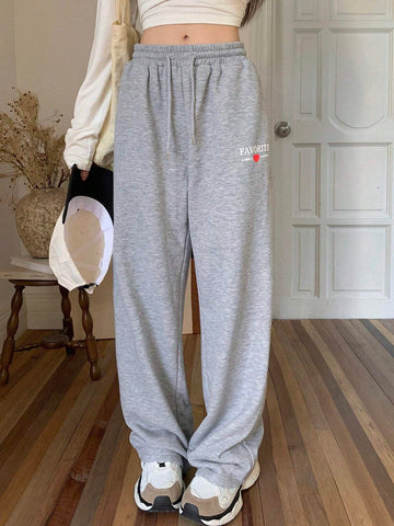 DAZY Letter Graphic Drawstring Waist Sweatpants