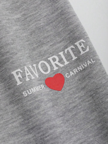 DAZY Letter Graphic Drawstring Waist Sweatpants