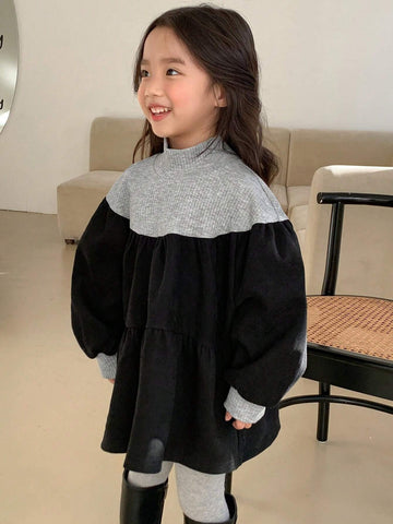DAZY Little Girls High Neck Patchwork Dress