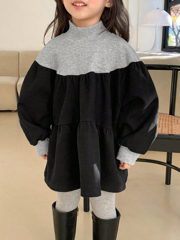 DAZY Little Girls High Neck Patchwork Dress