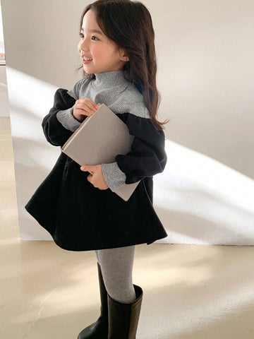 DAZY Little Girls High Neck Patchwork Dress