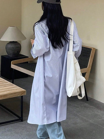 DAZY Loose Casual Long Striped Women Blouse