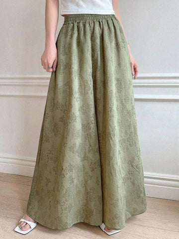 DAZY Loose Elastic Waist Wide Leg Pants With Floral Prints For Women