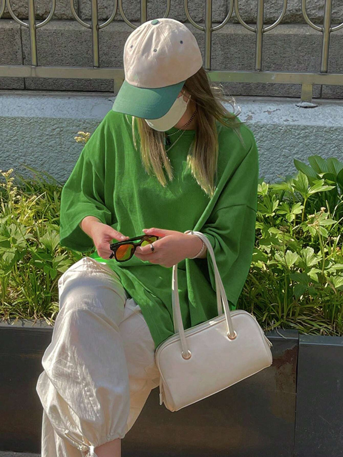 DAZY Loose Round Neck Drop Shoulders Short Sleeve T-Shirt, Solid Color