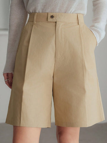 DAZY Loose Simple Business Casual Straight-Leg 3/4 Pants Women's Shorts