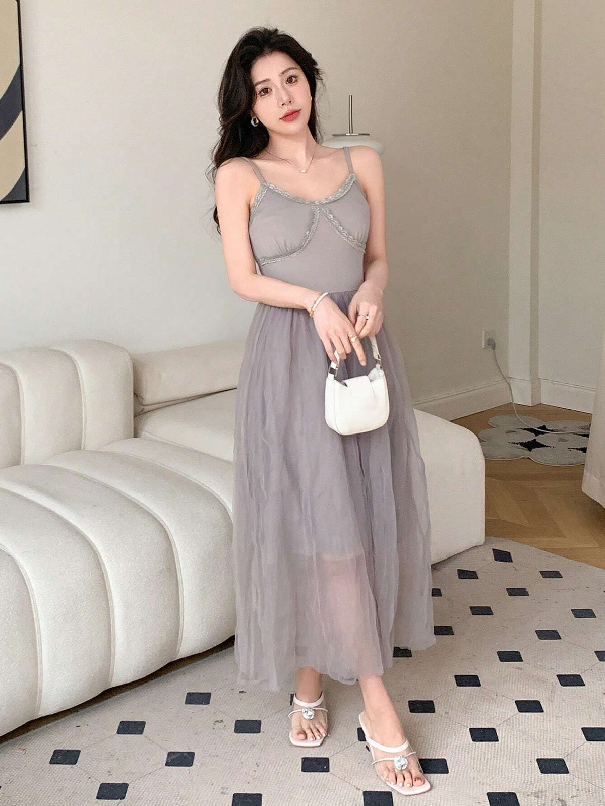 DAZY Mesh Splice Sleeveless Dress