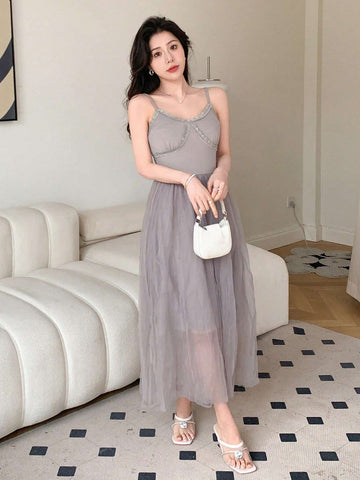 DAZY Mesh Splice Sleeveless Dress