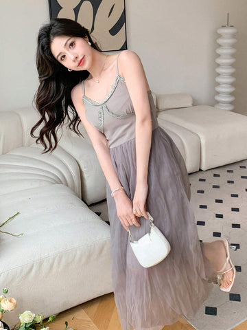 DAZY Mesh Splice Sleeveless Dress