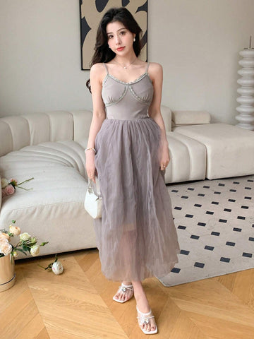 DAZY Mesh Splice Sleeveless Dress