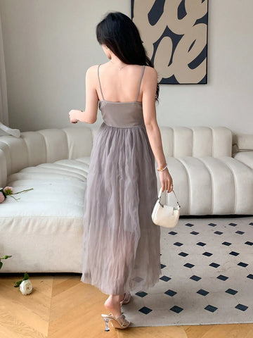 DAZY Mesh Splice Sleeveless Dress