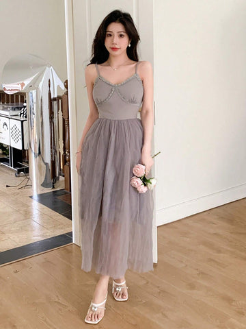 DAZY Mesh Splice Sleeveless Dress