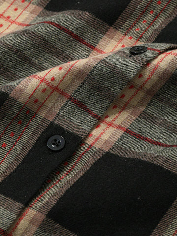 DAZY Oversized Plaid Long Sleeve Collared Blouse For Women