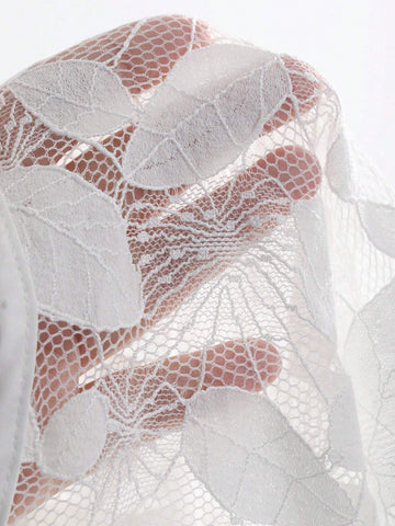 DAZY Perspective Lace Jacquard Round Neck Long Sleeve Women Shirt