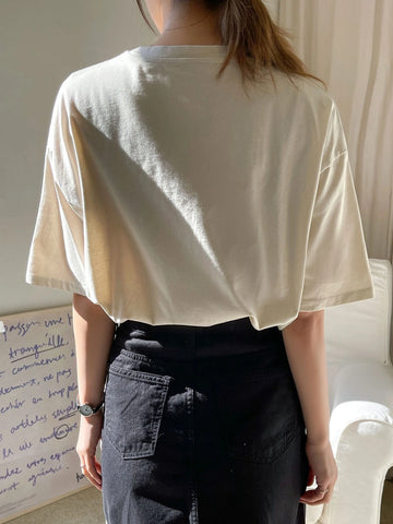 DAZY Planet & Heart Print Drop Shoulder Tee