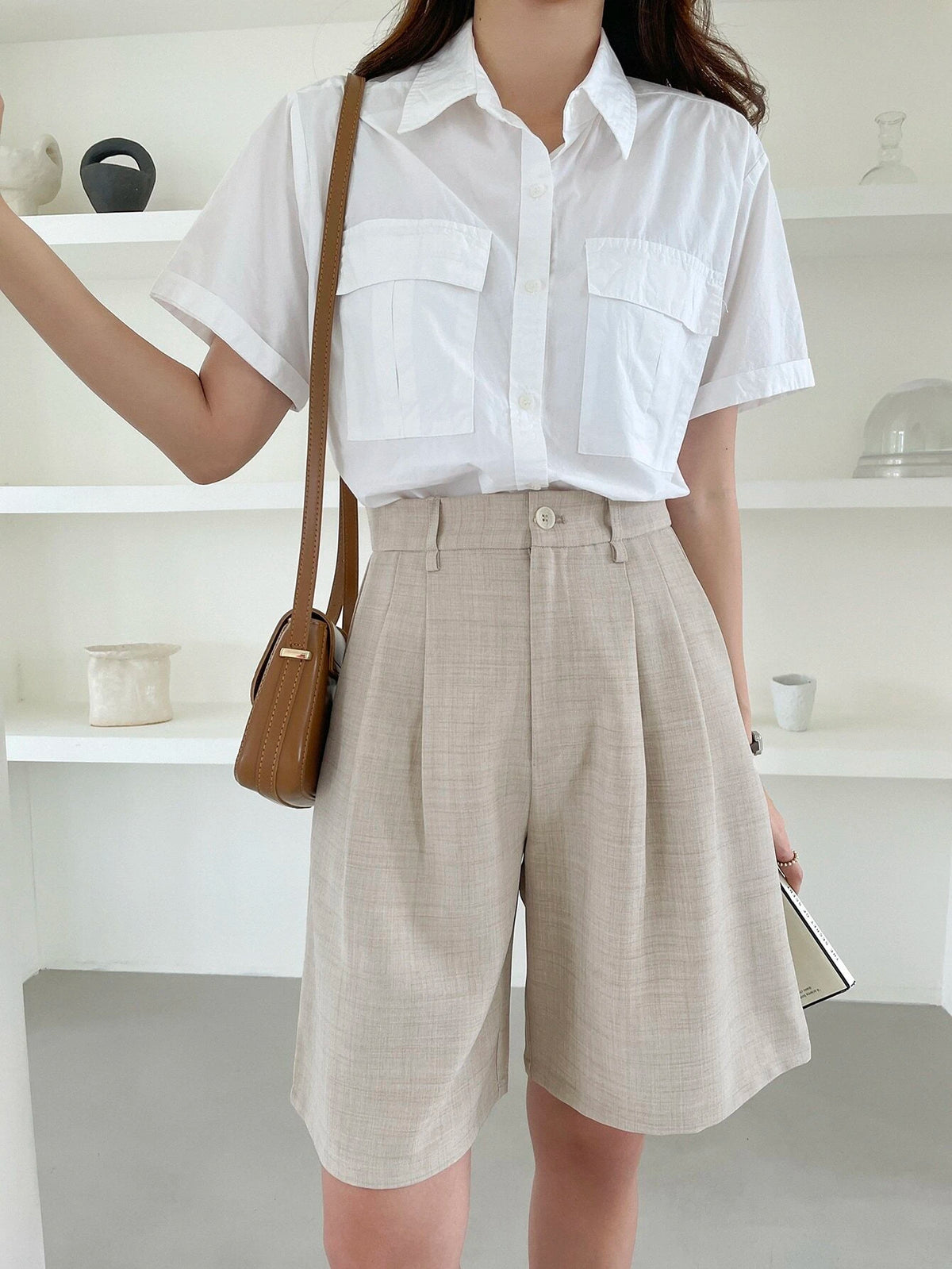 DAZY Plicated Detail Bermuda Shorts