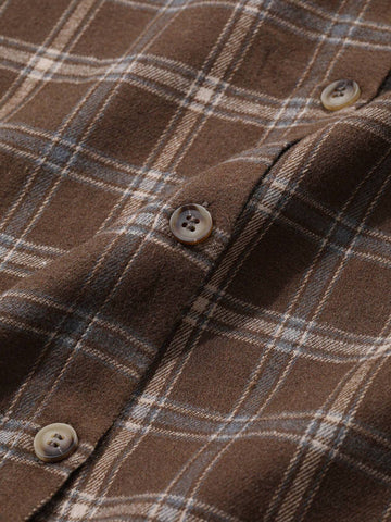 DAZY Retro Plaid Drop Shoulder Loose Women Blouse