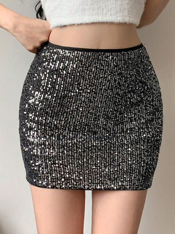 DAZY Sequin Fashionable And Sexy Tight-Fitting Skirt