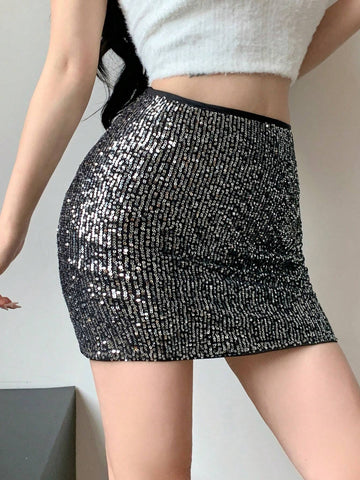 DAZY Sequin Fashionable And Sexy Tight-Fitting Skirt