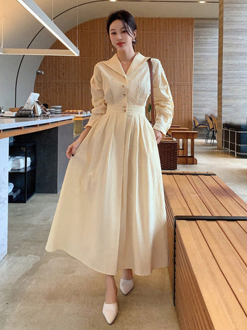 DAZY Shirt Dress With Pleats Detail And Hidden Pockets