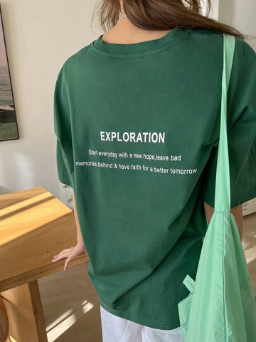 DAZY Slogan Graphic Drop Shoulder Tee