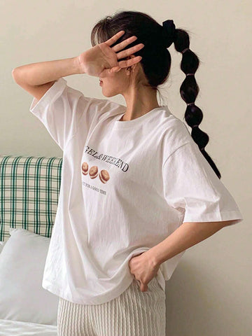 DAZY Slogan Graphic Drop Shoulder Tee