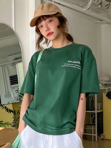 DAZY Slogan Graphic Drop Shoulder Tee