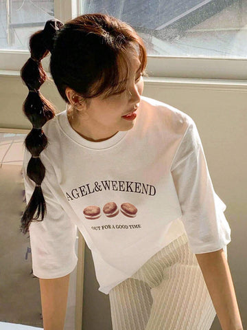 DAZY Slogan Graphic Drop Shoulder Tee