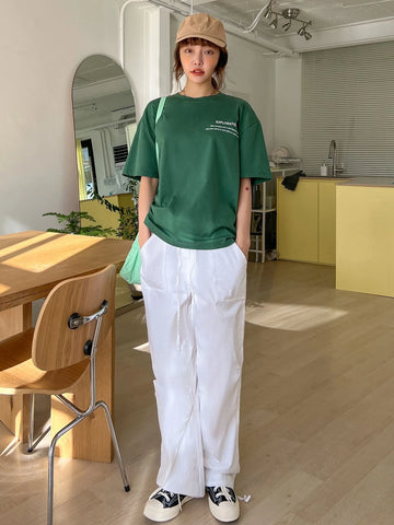 DAZY Slogan Graphic Drop Shoulder Tee