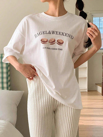 DAZY Slogan Graphic Drop Shoulder Tee