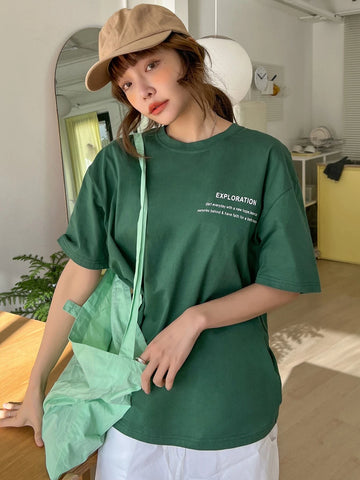 DAZY Slogan Graphic Drop Shoulder Tee