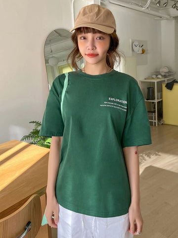 DAZY Slogan Graphic Drop Shoulder Tee