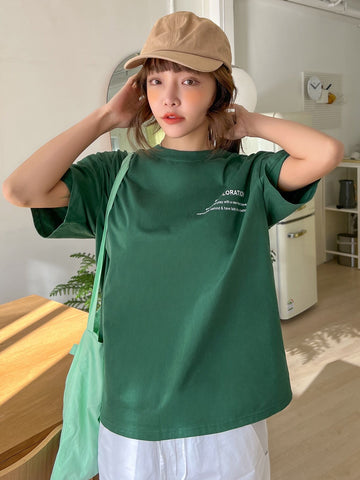 DAZY Slogan Graphic Drop Shoulder Tee