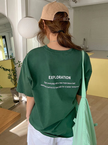 DAZY Slogan Graphic Drop Shoulder Tee