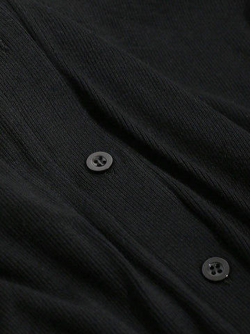 DAZY Solid Button Front Long Tee