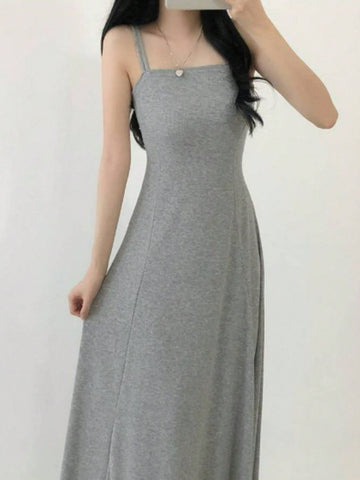 DAZY Solid Color Gathered Waist Cami Dress