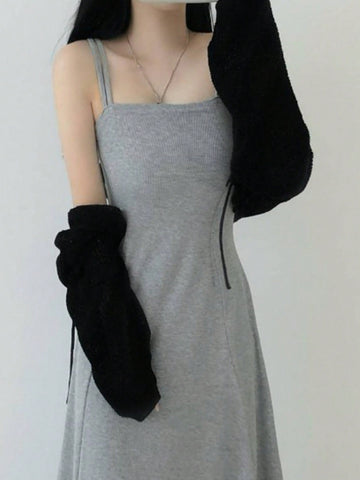 DAZY Solid Color Gathered Waist Cami Dress