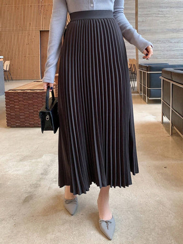 DAZY Solid Color Pleated Skirt
