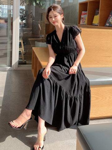 DAZY Solid Color Ruffle Dress